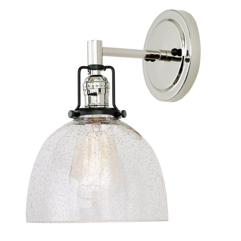 Jvi Designs 1223-15 S5-Cb Nob Hill One Light Clear Bubble Madison Wall Sconce In Polished Nickel And Black